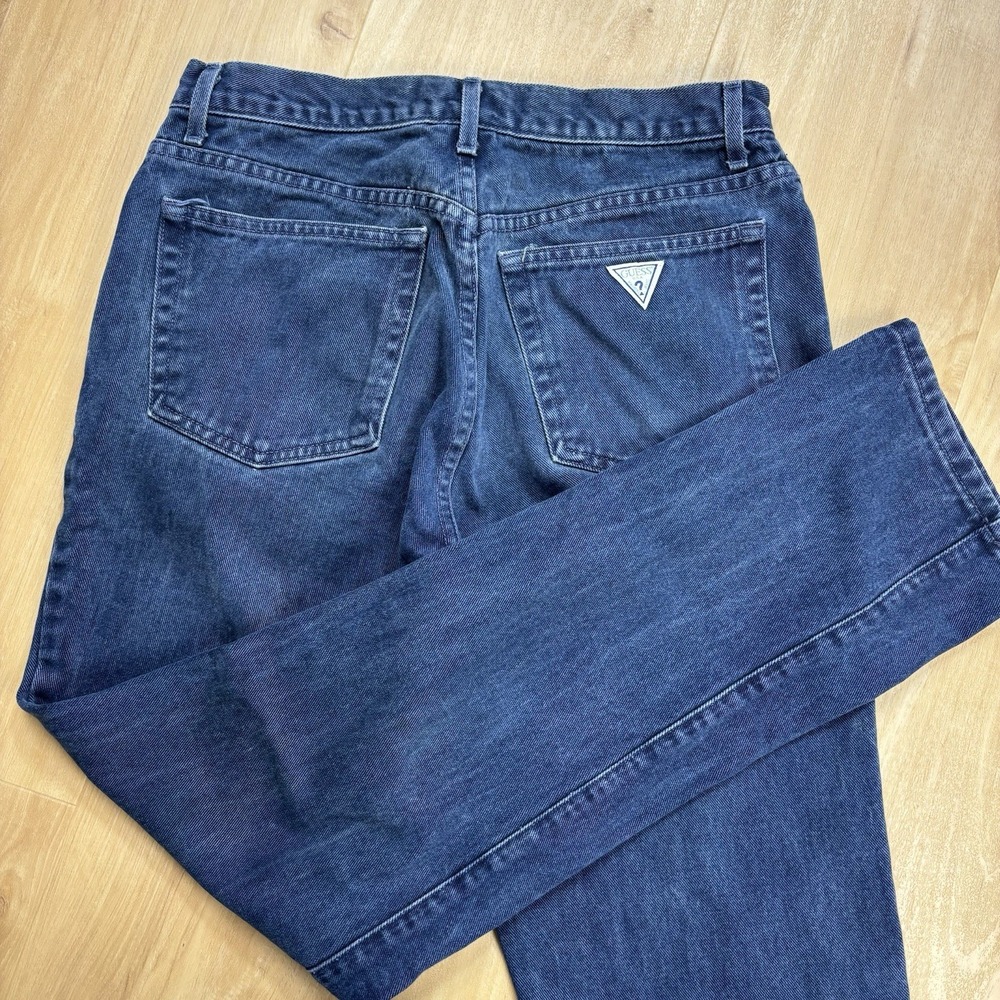 Vintage Guess Jeans 32x32 Straight Leg Dark Blue Made In USA High Rise 80s 90s